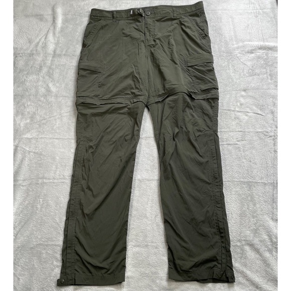 REI Pants 16 Womens Sahara Convertible Nylon Stretch Zip Off Cinch Waist Green - Picture 1 of 11